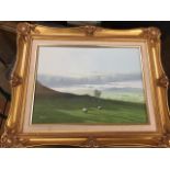 Bob Ritchie, oil on canvas, Cheviot landscape with sheep, signed and gilt framed. (15.5in x 11.5in)