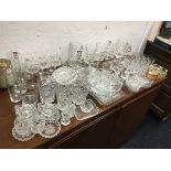 Miscellaneous glass including a set of six antique wine glasses with knopped stems, tankards,