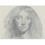 After Augustus John, pencil study of a young girls head, signed John, mounted & framed. (12.25in x