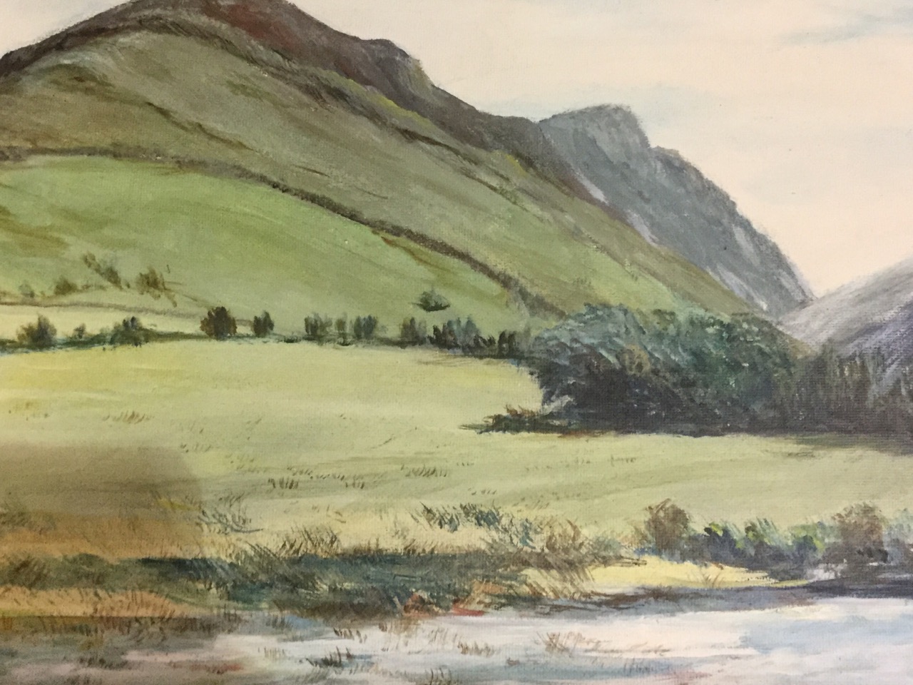 F Naughton, oil on board, lake landscape, possible Cheviots, signed & dated, framed. (35.5in x 15. - Image 3 of 3
