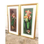 Leighton Jones, a pair, American coloured lithographic prints of clowns, signed in pencil on margins