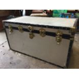 A modern aluminium trunk with studded corner mounts. (20.5in x 39in x 21in)