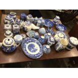 Miscellaneous blue & white ceramics including Ringtons, willow pattern, Chinese, Spode, Royal