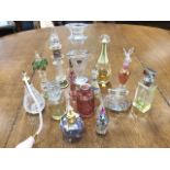 A collection of scent bottles - gilded, Christian Dior, twisted, Stuart, lustre, Royal Copenhagen,