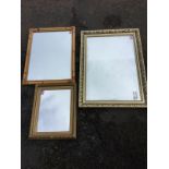A modern rectangular gilt framed mirror; a bamboo framed mirror; and another mirror in old gilt &
