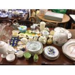 Miscellaneous ceramics including ashets, a Wedgwood coffee pot, sucrié & cream, a set of eight Royal