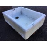 A rectangular glazed belfast sink with integral overflow. (24.5in x 18.5in x 8in)