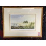 George Skelton, limited edition print of Bamburgh Castle, signed and numbered on margin, mounted &
