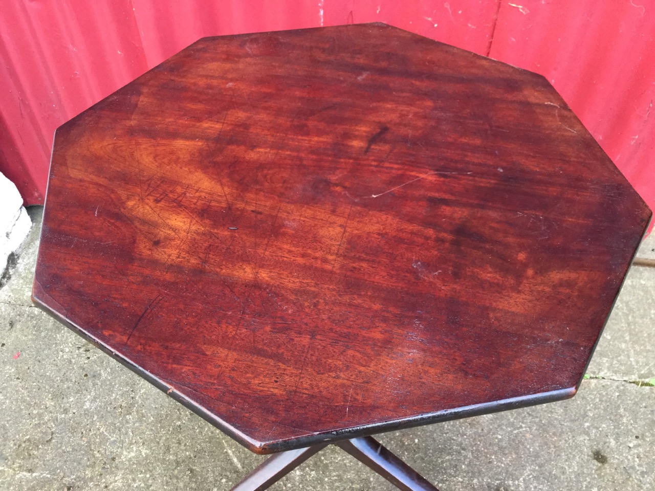 A Victorian octagonal mahogany occasional table, the top on ring-turned column with square - Image 2 of 3