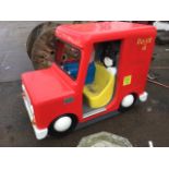 A Postman Pat childrens ride machine, the van with coin slots but lacking electrical mechanism. (