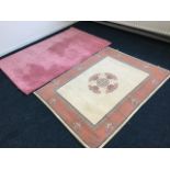 A thick pile Indian wool rug embossed with floral design - 70.5in x 47in; and another oriental style