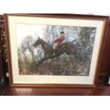 Alfred Munnings, lithographic print, The Huntsman from 1912, mounted & framed. (23in x 16in)