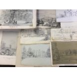 Eight nineteenth century pencil and ink studies circa 1859 - Lakes, Roydon Hall, Devon, Burtonfield,
