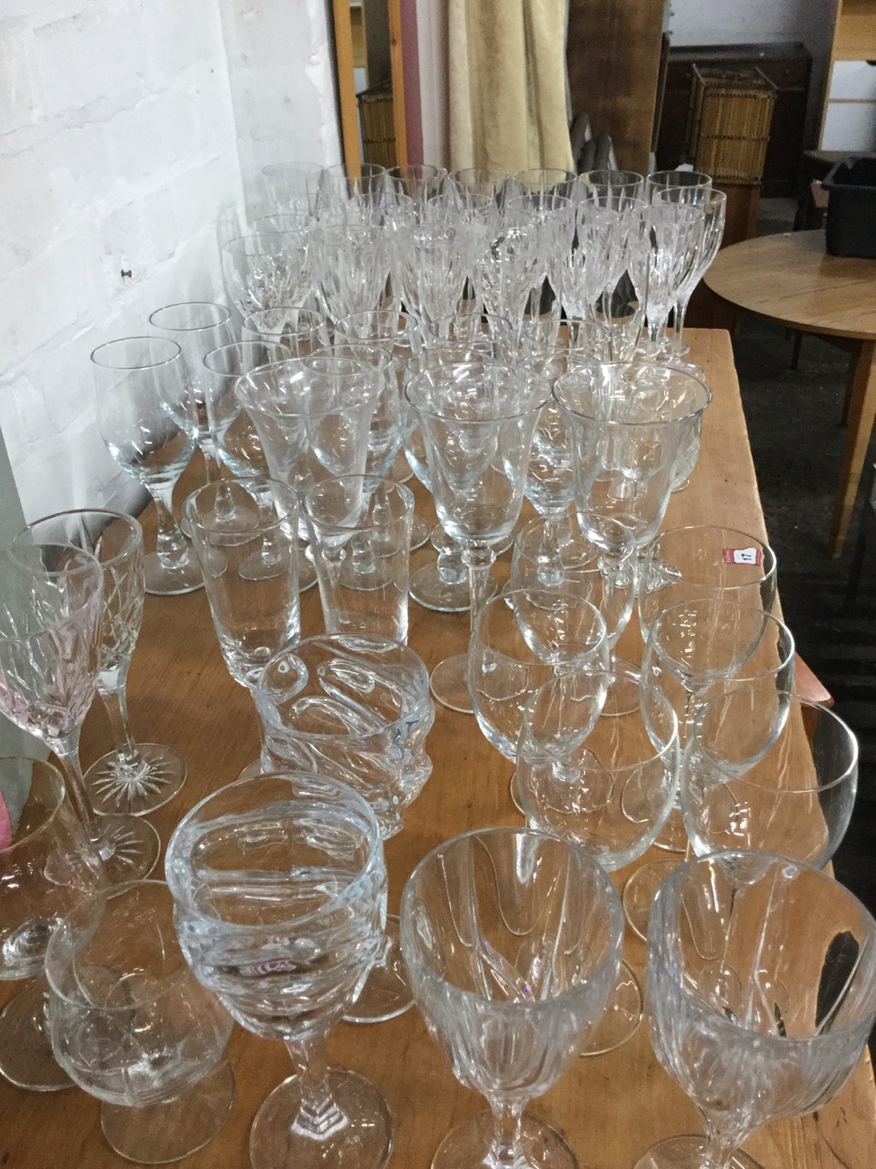 A quantity of drinking glasses, mainly in sets including 23 flute cut wine glasses, pairs, - Image 2 of 3
