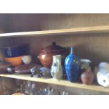 Miscellaneous ceramics including studio pottery, slip ware, a salt glazed cooking pot & cover,