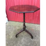 A Victorian octagonal mahogany occasional table, the top on ring-turned column with square