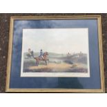 A coloured hunting print after Samuel Howett, the plate dated 1807 titled Coursing, mounted &