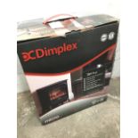 A boxed Dimplex electric microstove, the flame effect 1.25kw heater with cast iron style finish -