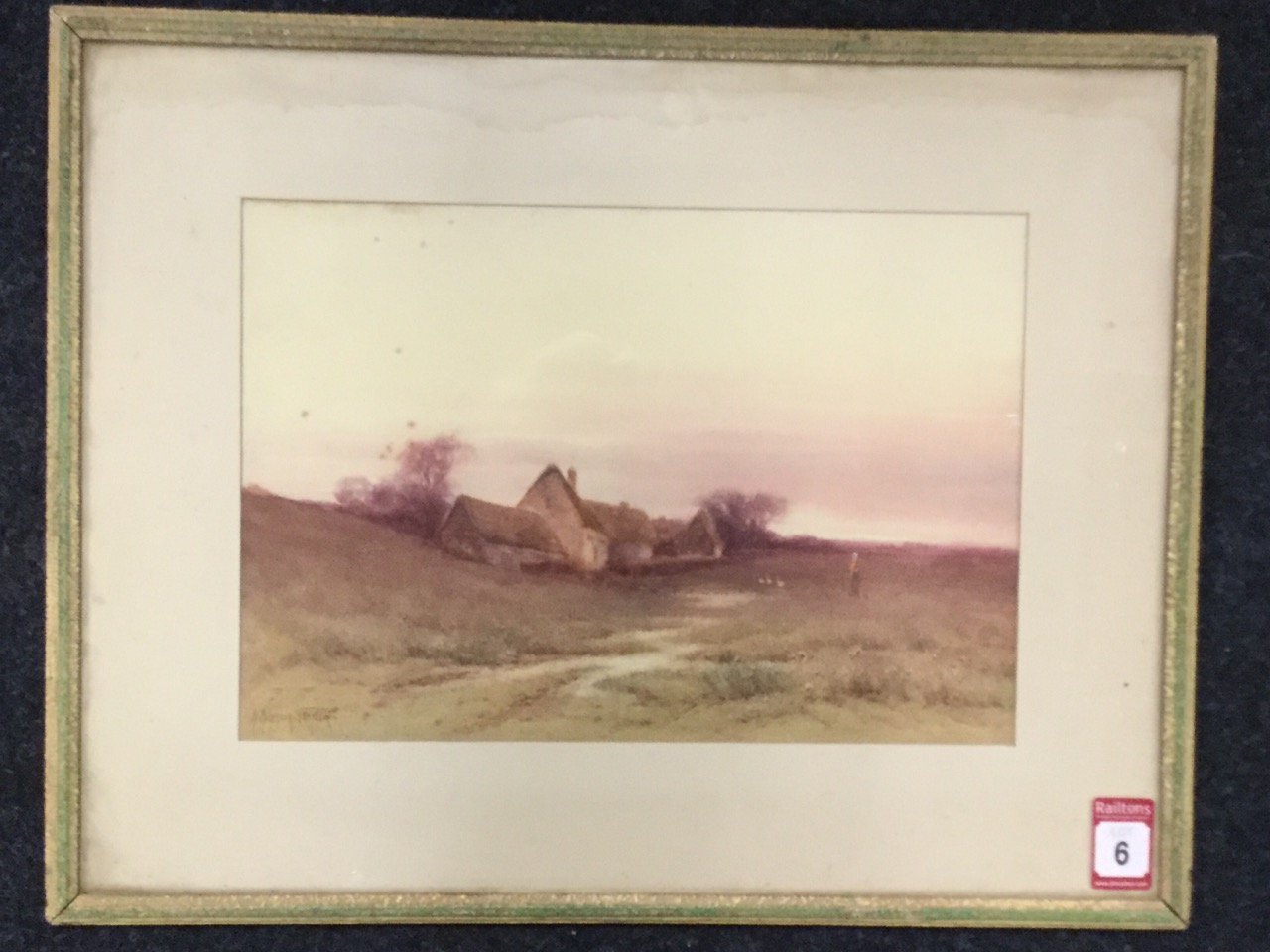 A Molyneux Stannard, watercolour, cottage landscape with figure and ducks, signed, mounted & framed. - Image 3 of 3