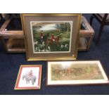 A C20th Lionel Edwards hunting landscape print published by Lawrence & Jellicoe titled The Lucky