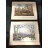 Caesar Smith, lithographic prints, a pair, stags in landscapes, signed in pencil on margins with