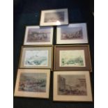 A set of five framed Hong Kong coloured prints - nineteenth century views of streets, harbours,