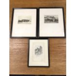 Gerald Burn, two signed etchings of Edinburgh, mounted & framed; and another signed proof etching by