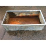 A rectangular galvanised trough with tubular rim. (36in)