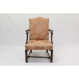 Early George III mahogany open armchair in the manner of Chippendale,