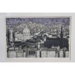 Valerie Thornton (1931-1991) signed artists proof etching and aquatint - Two Florentine Churches,