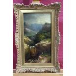 Manner of Henry Bright (1814-1873) nineteenth century oil on board - extensive mountainous river