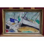 The Earl George Haig (1918-2009) pastel - Fishing Boats, signed, in glazed gilt frame,