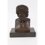 Late 19th / early 20th century century Continental bronze bust of Zeus, A.