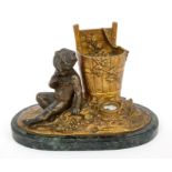 Louis Kley (1833-1911) - 19th century and ormolu inkwell in the form of a boy eating grapes by a