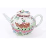 Mid-18th century Chinese export famille rose teapot and cover polychrome painted with boy on