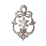 Edwardian pearl and diamond pendant,