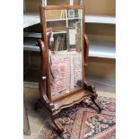 Late Regency mahogany cheval mirror,