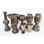 Collection of 1930s / 1940s Continental white metal and silver trophy cups including and octagonal