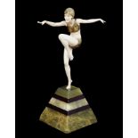 Ferdinand Priess (1882-1943) fine Art Deco 'Con Brio' bronze and ivory figure of a dancer - circa