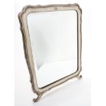 Late 19th / early 20th century Russian silver dressing table mirror of shaped rectangular form with