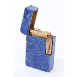Rare Dupont-style Lapis Lazuli cased pocket lighter with gilded mounts,