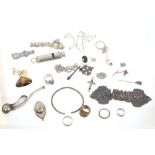 Miscellaneous group of jewellery and bijouterie to include a Bosson's whistle and silver jewellery