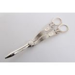 Pair Victorian silver grape scissors of conventional form,
