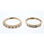 9ct gold and seed pearl eternity ring, size N½ together with a 9ct gold dress ring,