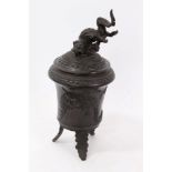 Late 19th Century Japanese bronze vase and cover with temple lion knop,