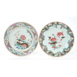 Two mid-18th century Chinese famille rose plates,