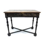 Highly unusual early 18th century black lacquered stand,