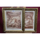 Pair of early nineteenth century engravings by Bovi after Cipriani - Nymphs and Satyr and Cimone