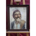 Roberto Figerio nineteenth century oil on canvas laid on board - a bearded man, signed,