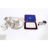 Selection of Victorian and later miscellaneous silver, including a Capstan inkwell,
